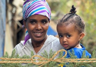 Ethiopian young mother with child