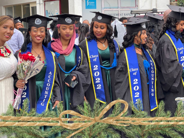 Students graduating from post secondary college in Ethiopia