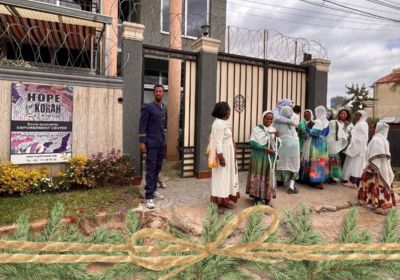 Ethiopian women outside of Hope for Korah compound in Ethiopia