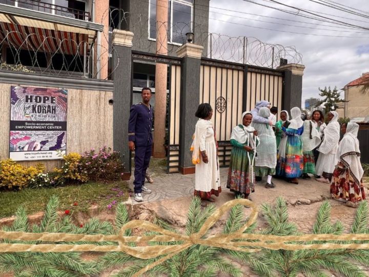 Ethiopian women outside of Hope for Korah compound in Ethiopia